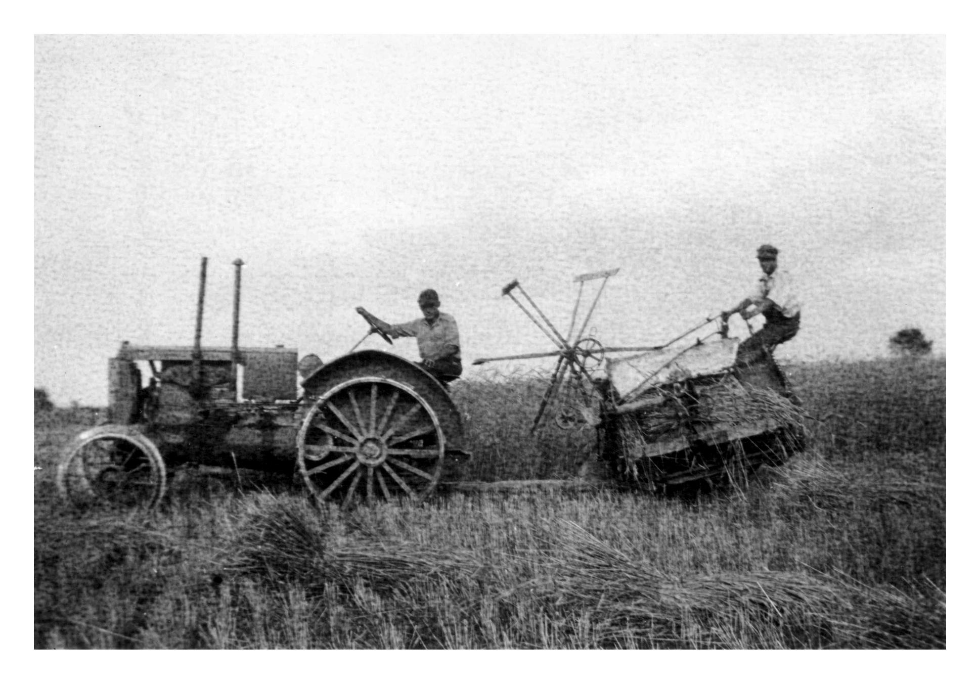 Martin & Ludmilla operating grain binder